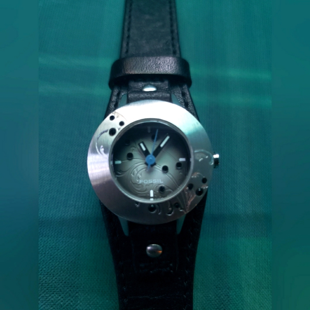 Fossil Genuine Leather Watch Flower floral